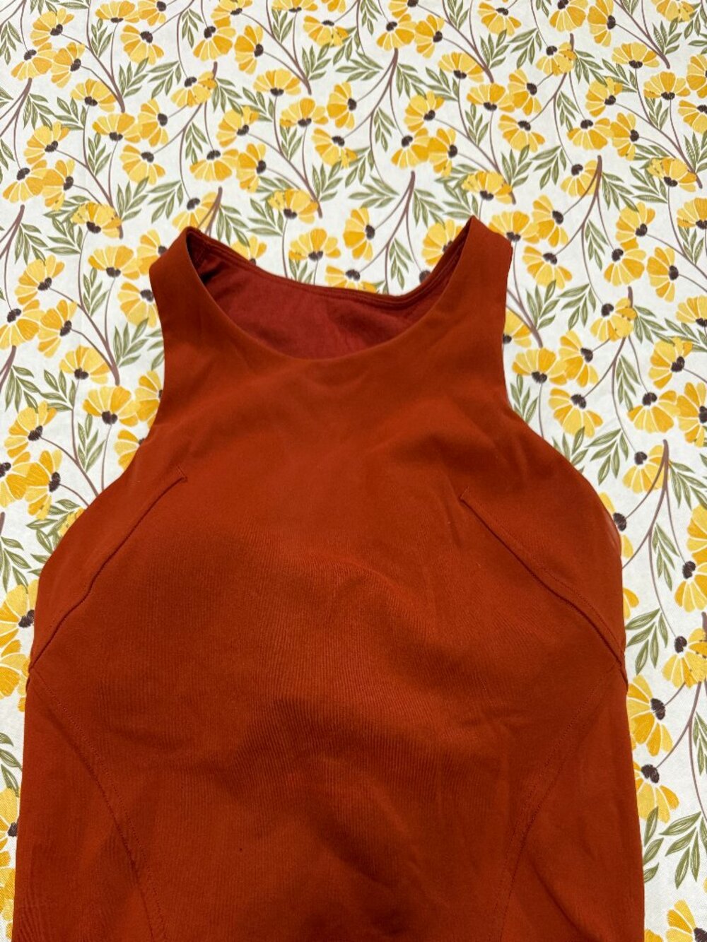 Lululemon Longline Sports Bra Tank High Neck Burnt Orange Built In Shelf Bra